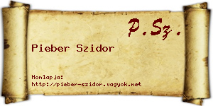 Pieber Szidor névjegykártya